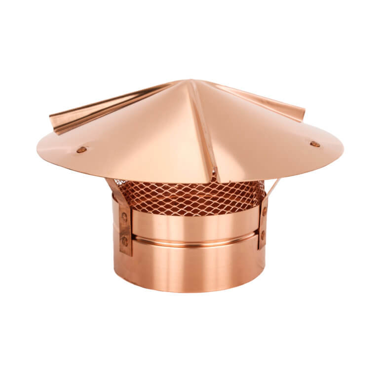 Copper Cone Top Chimney Cap w/ Screen FAMCO