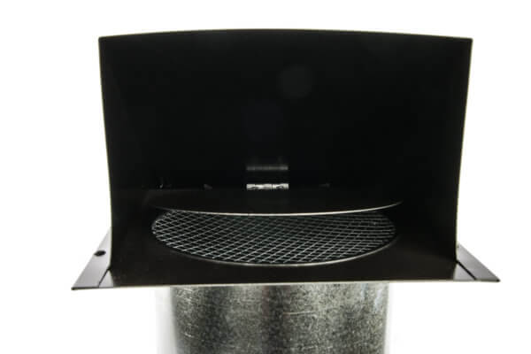 FAMCO Hooded Wall Vent with Screen and Damper – Painted Steel (Front View)