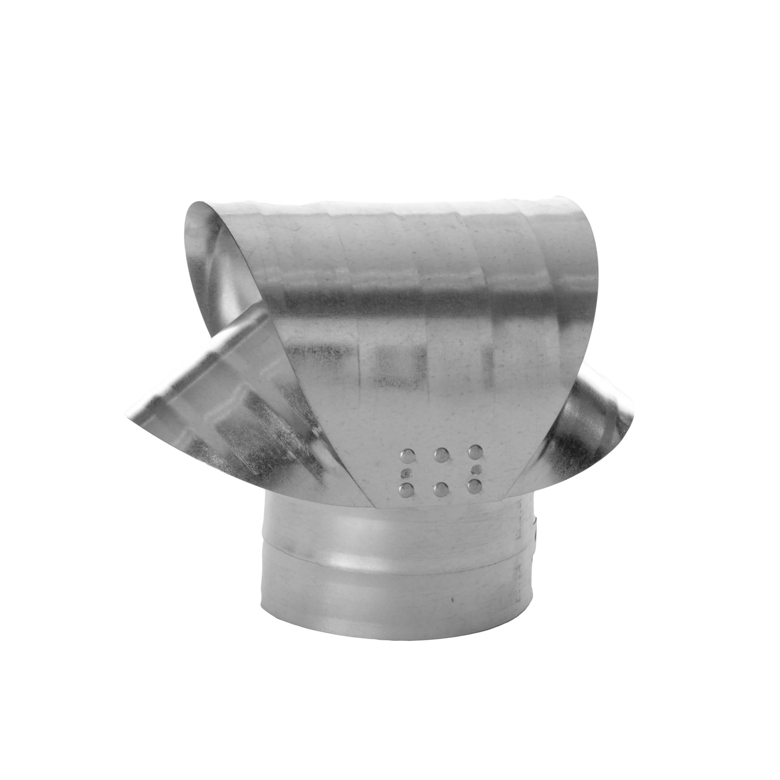 Side view of FAMCO Round Base Chimney Vacuum Cap in galvanized steel.