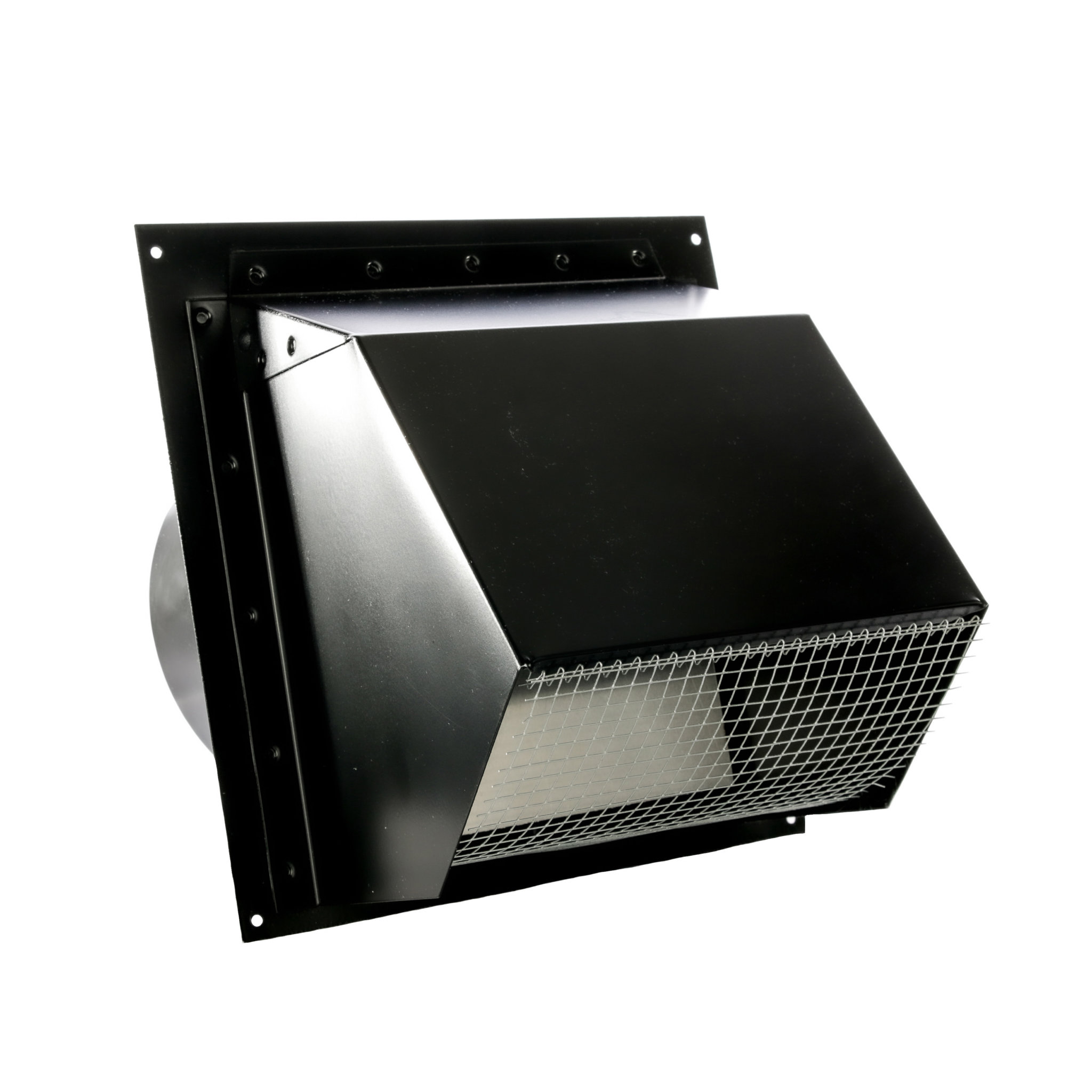 Hooded 6 inch Wall Vent + Screen/Damper Powder Coat Black FAMCO