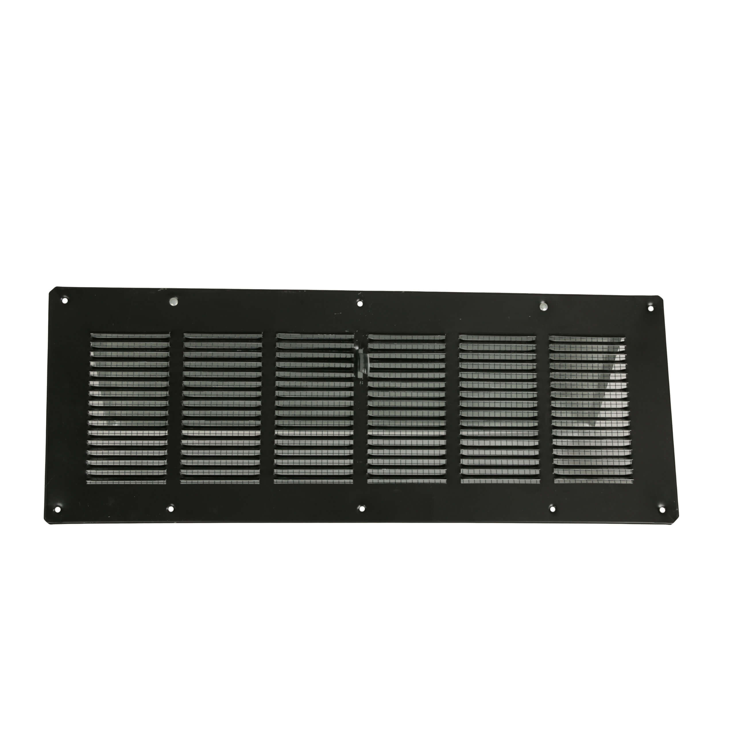 Louvered Foundation Vent with Damper - Painted - 6 x 16 inch, Black