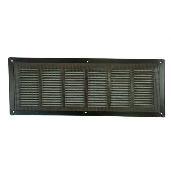 Back view of a painted Louvered Foundation Vent with screen, no damper.
