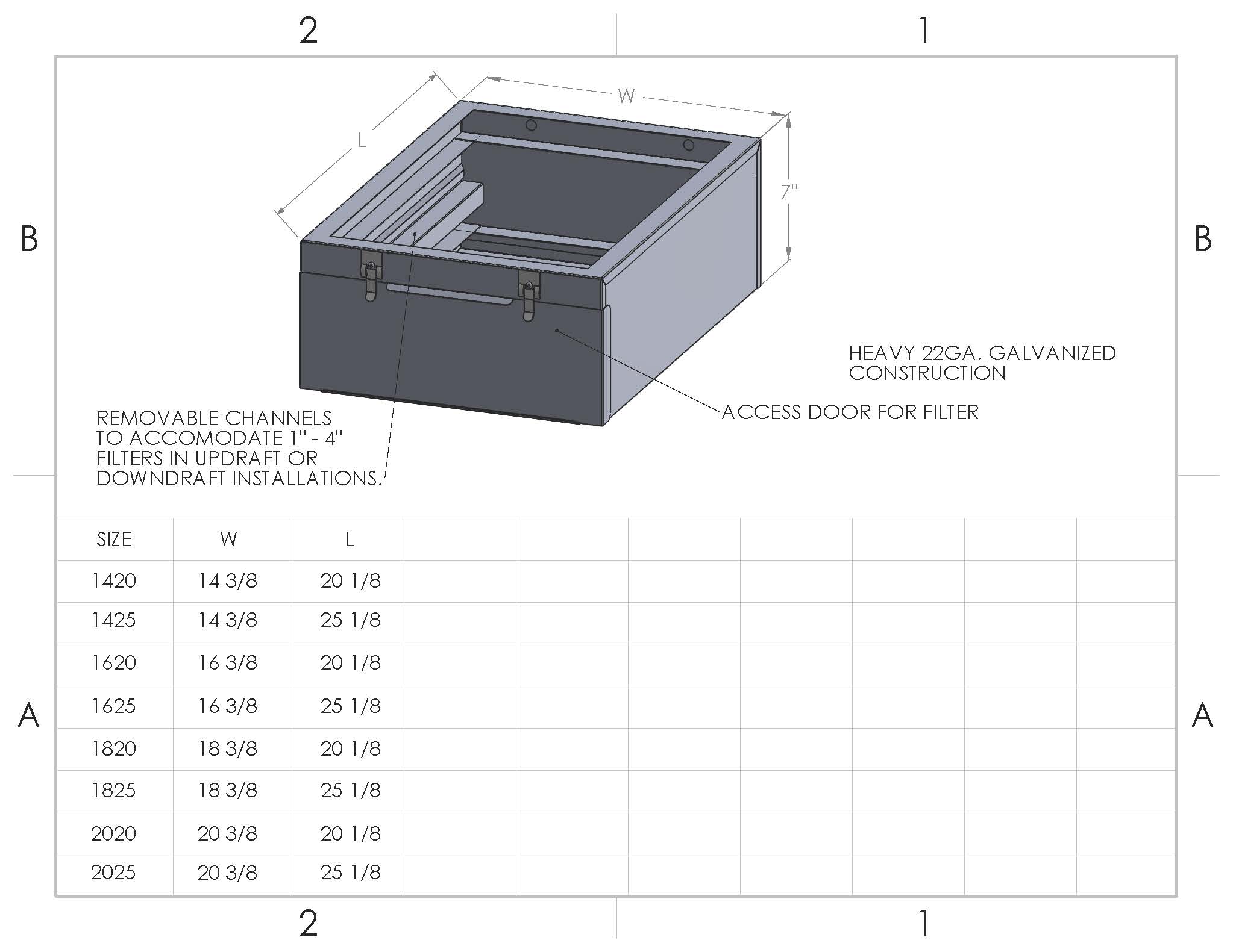FAMCO Furnace Filter Rack Base - Galvanized Steel (Specifications)