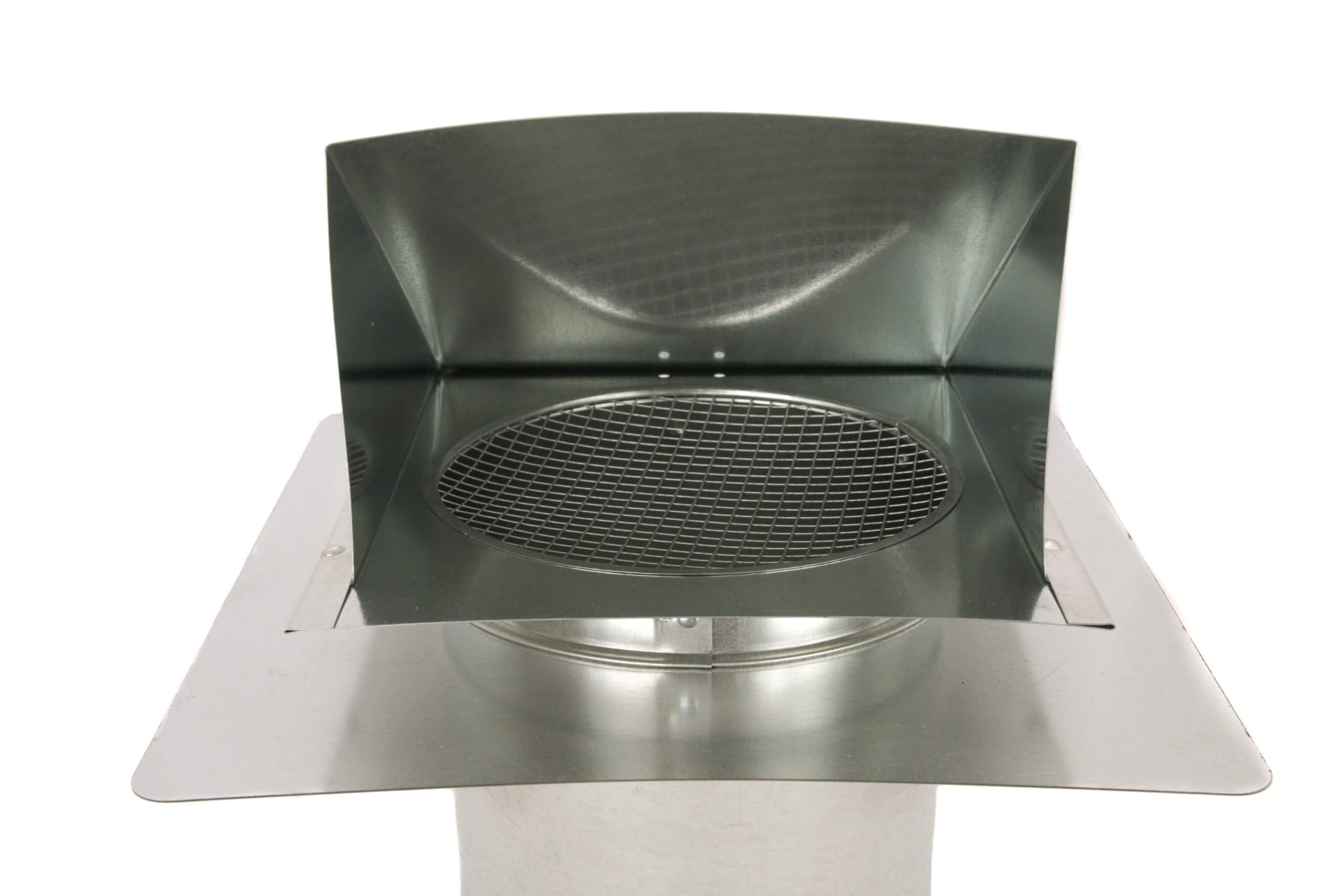 FAMCO Hooded Wall Vent with Screen & Stucco Ring (No Damper) - Galvanized Steel (Front View)