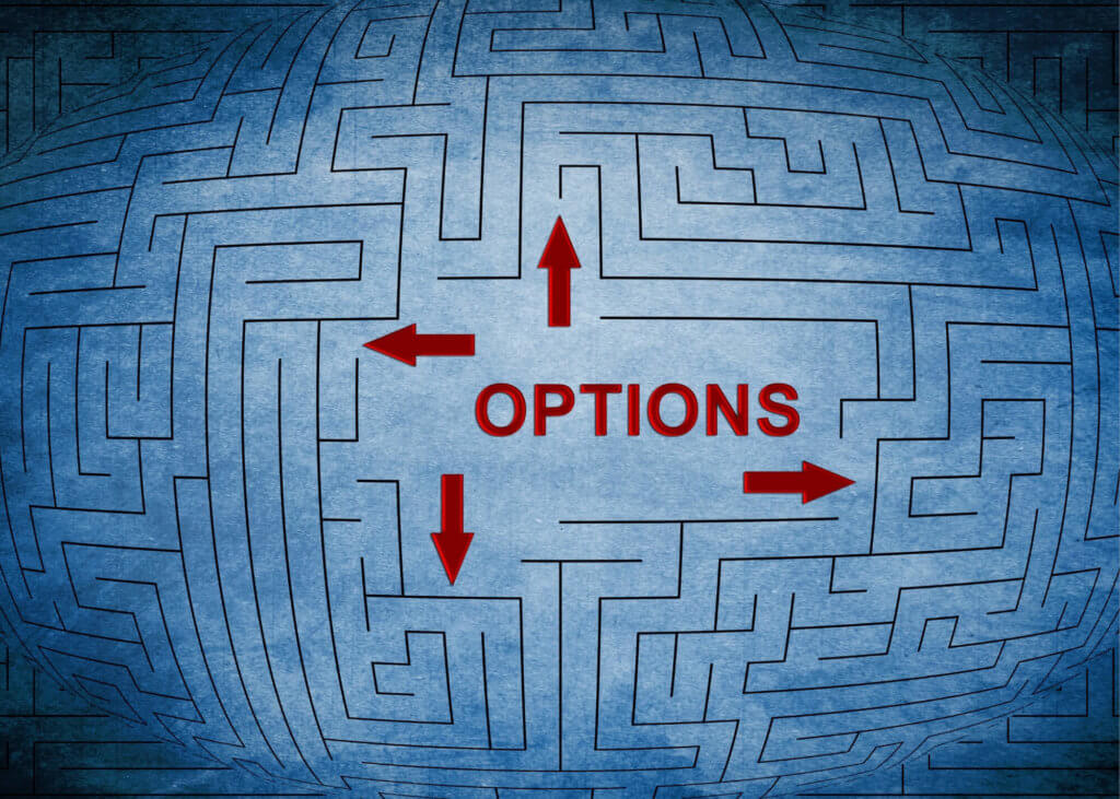 maze with the word options in the middle