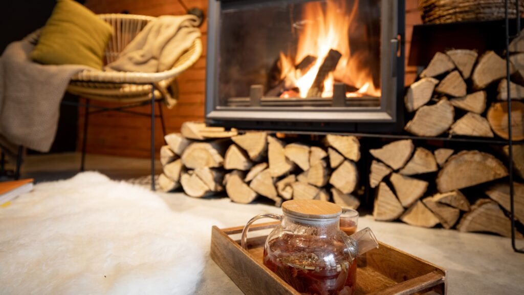 warm cozy fire in home